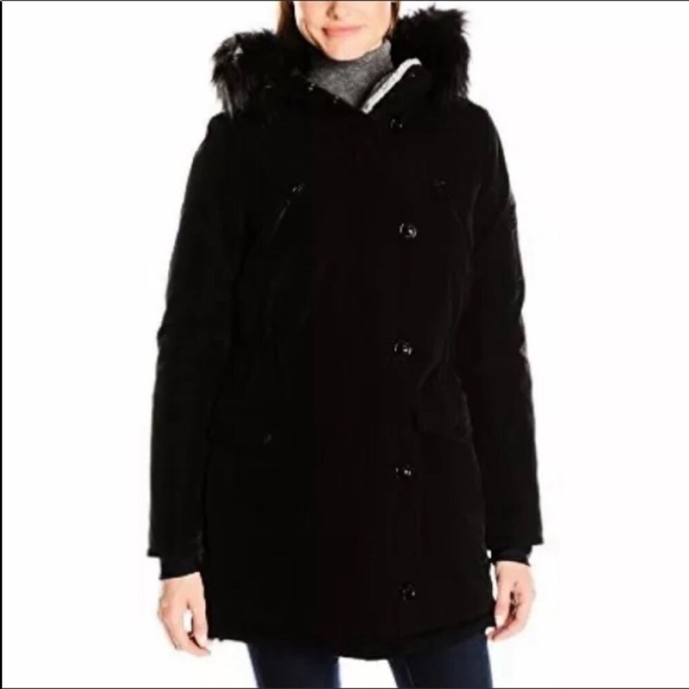 Nautica hooded Faux fur trim coat